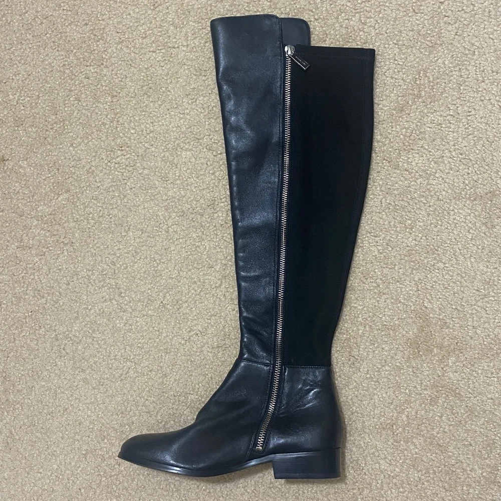 NWOB MICHAEL KORS Poly-Spandex & Black Leather Boots w MK Logo Women's Size 5M